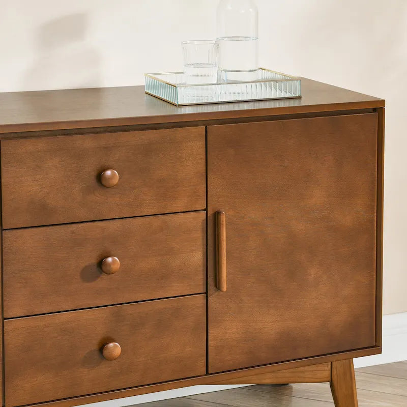 Buffet de Rangement Commode Moderne du Milieu du Siècle de 120 cm avec 2 Portes et 3 Tiroirs, Table Console d'Appoint