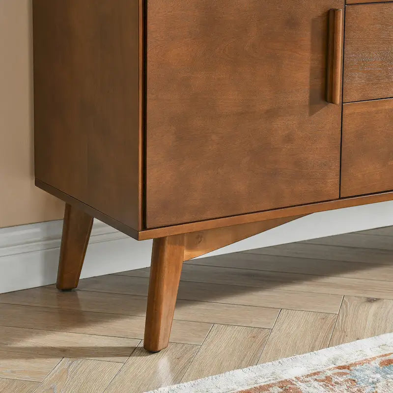 Buffet de Rangement Commode Moderne du Milieu du Siècle de 120 cm avec 2 Portes et 3 Tiroirs, Table Console d'Appoint