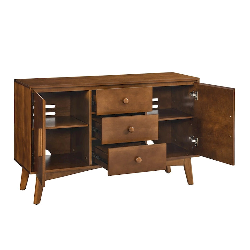Buffet de Rangement Commode Moderne du Milieu du Siècle de 120 cm avec 2 Portes et 3 Tiroirs, Table Console d'Appoint