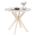 Table à manger ronde 36" plateau imitation marbre pieds en bois d'hévéa - Voir détails