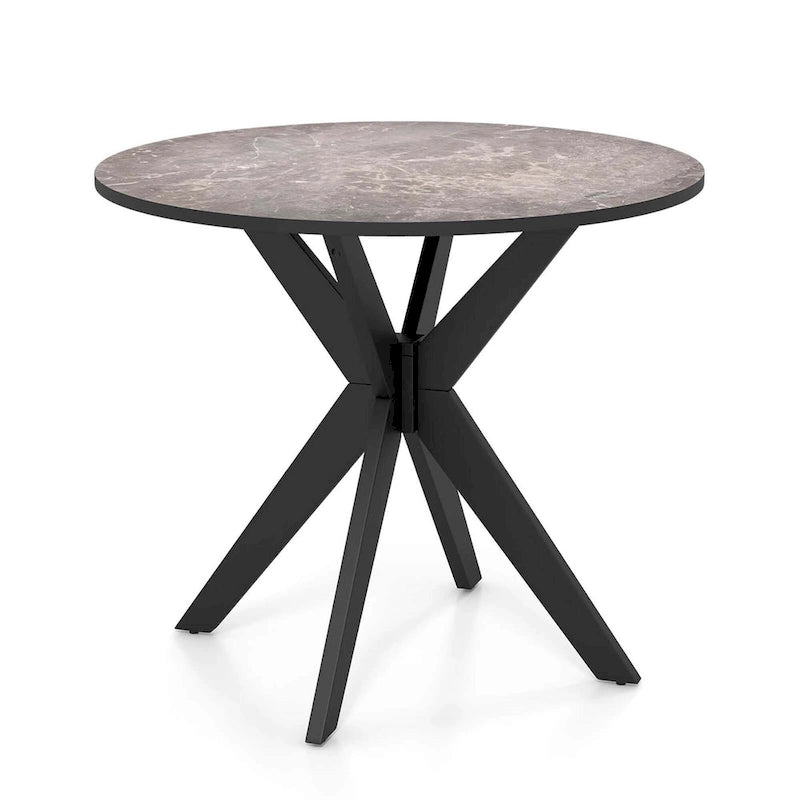 Table à manger ronde 36" plateau imitation marbre pieds en bois d'hévéa - Voir détails