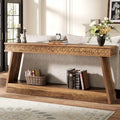 Table d'entrée extra longue de 180 cm, console étroite à 2 niveaux avec rangement - 180L x 30l x 80H cm