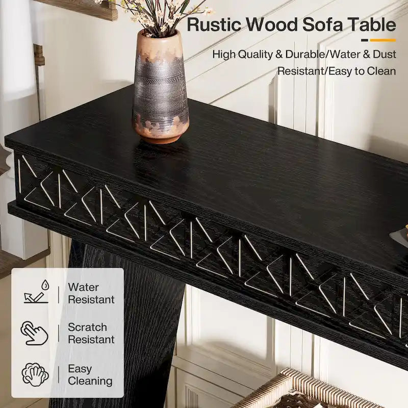 Table d'entrée extra longue de 180 cm, console étroite à 2 niveaux avec rangement - 180L x 30l x 80H cm