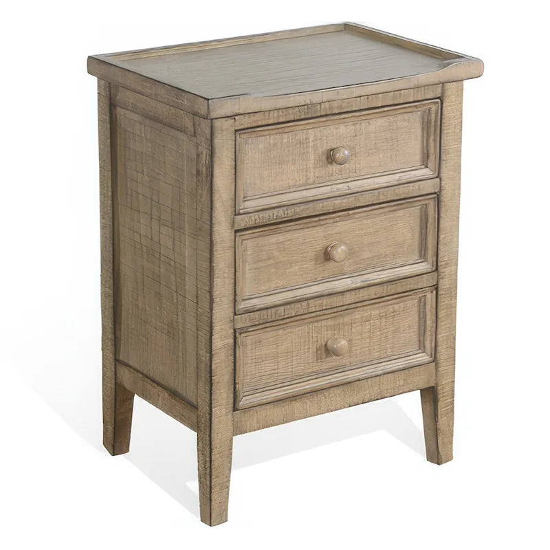 Table d'appoint Rena avec 3 tiroirs, bois d'acajou brun vieilli de 48 cm