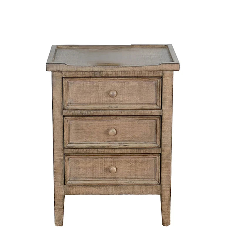 Table d'appoint Rena avec 3 tiroirs, bois d'acajou brun vieilli de 48 cm