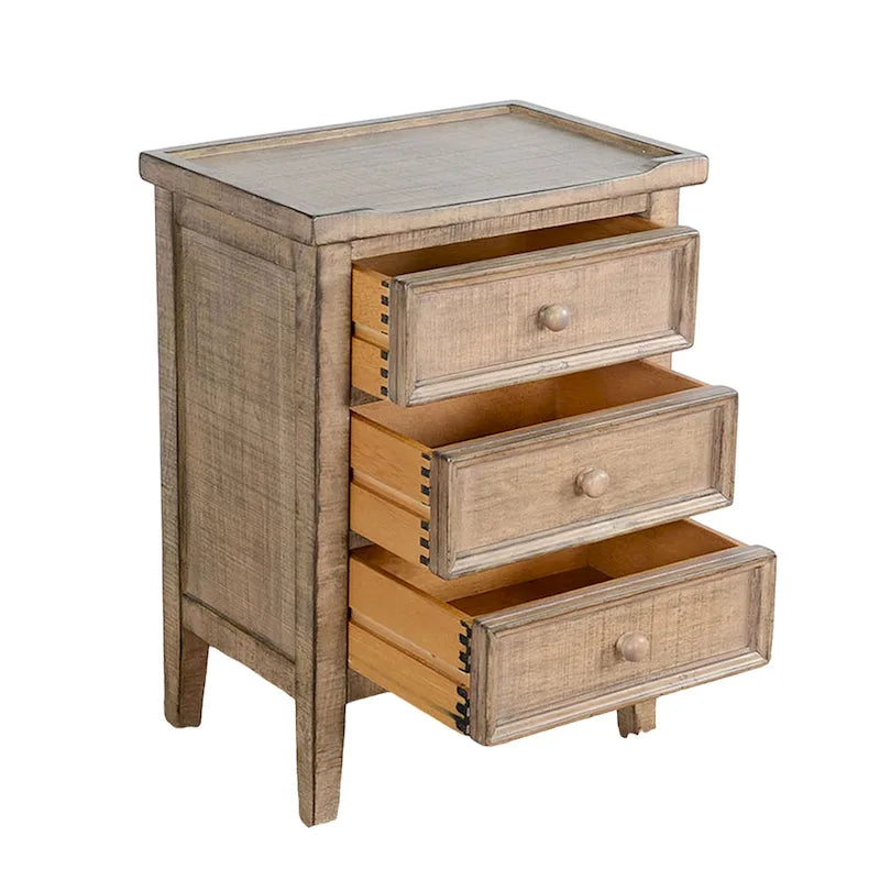 Table d'appoint Rena avec 3 tiroirs, bois d'acajou brun vieilli de 48 cm