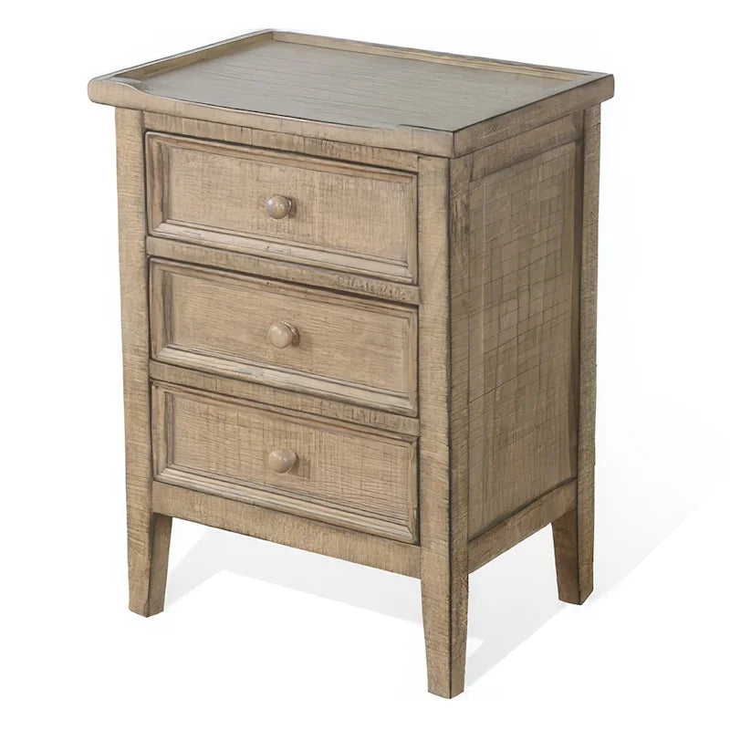 Table d'appoint Rena avec 3 tiroirs, bois d'acajou brun vieilli de 48 cm
