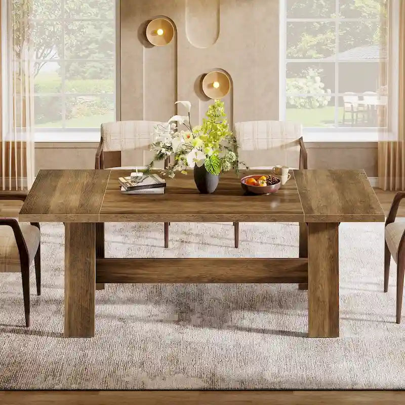 Table de salle à manger de 178 cm pour 6-8 personnes, table de cuisine rectangulaire style ferme - 178 cm (L) x 79 cm (P) x 75 cm (H)