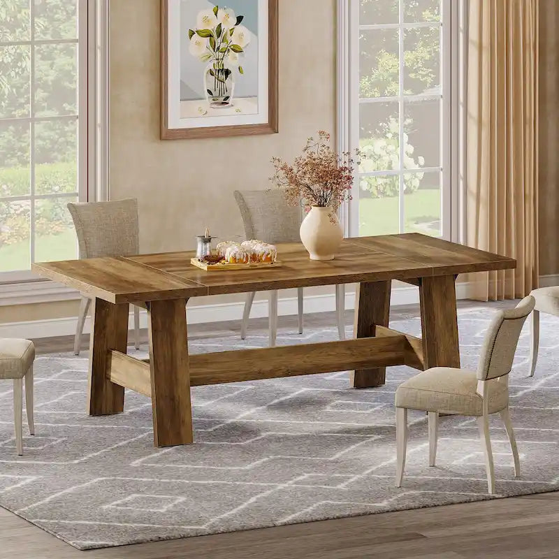 Table de salle à manger de 178 cm pour 6-8 personnes, table de cuisine rectangulaire style ferme - 178 cm (L) x 79 cm (P) x 75 cm (H)
