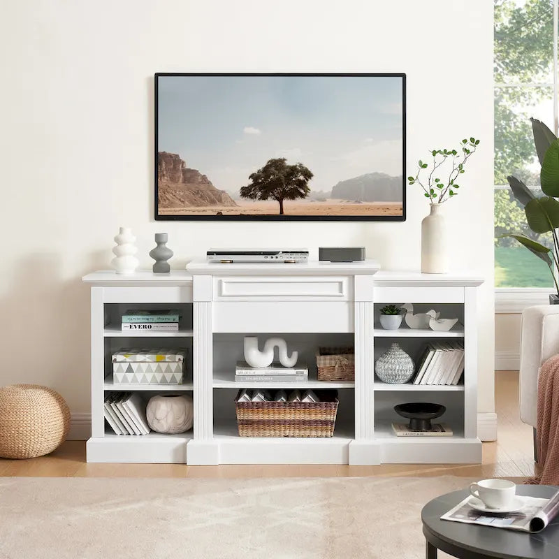 Meuble TV 65,75 po avec grand placard de rangement et étagères réglables pour téléviseurs jusqu'à 65 po