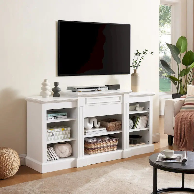 Meuble TV 65,75 po avec grand placard de rangement et étagères réglables pour téléviseurs jusqu'à 65 po