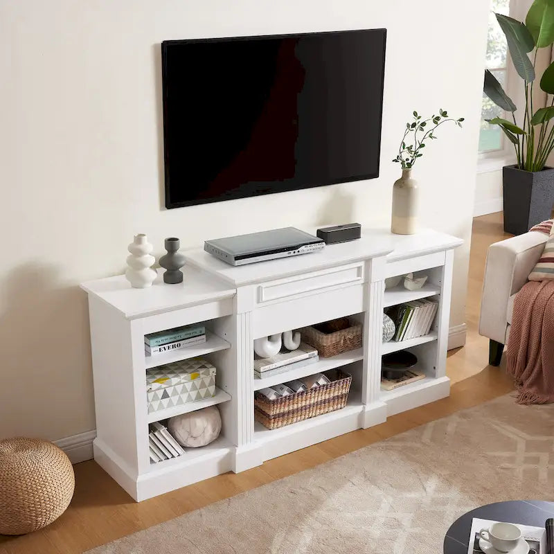Meuble TV 65,75 po avec grand placard de rangement et étagères réglables pour téléviseurs jusqu'à 65 po