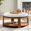 Table basse capitonnée de 36 po avec étagère en bois et roues