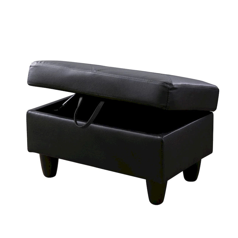 Ottoman de rangement carré en cuir pour salon