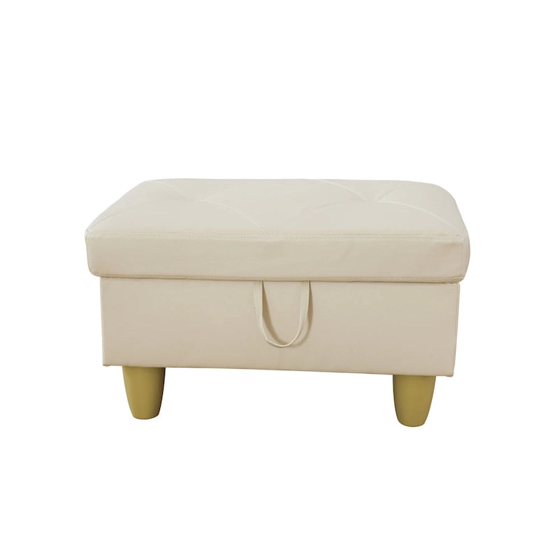 Ottoman de rangement carré en cuir pour salon