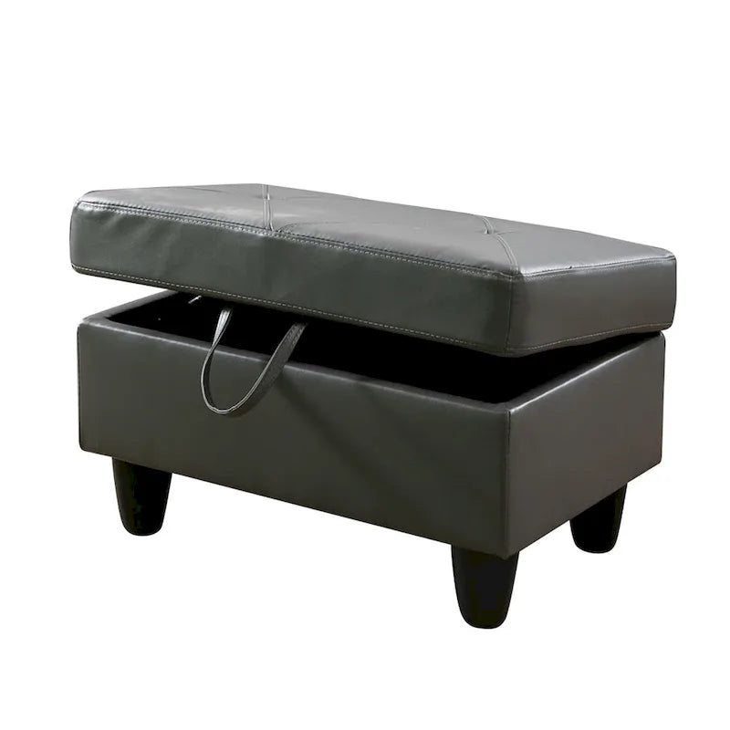Ottoman de rangement carré en cuir pour salon