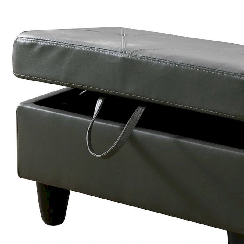 Ottoman de rangement carré en cuir pour salon
