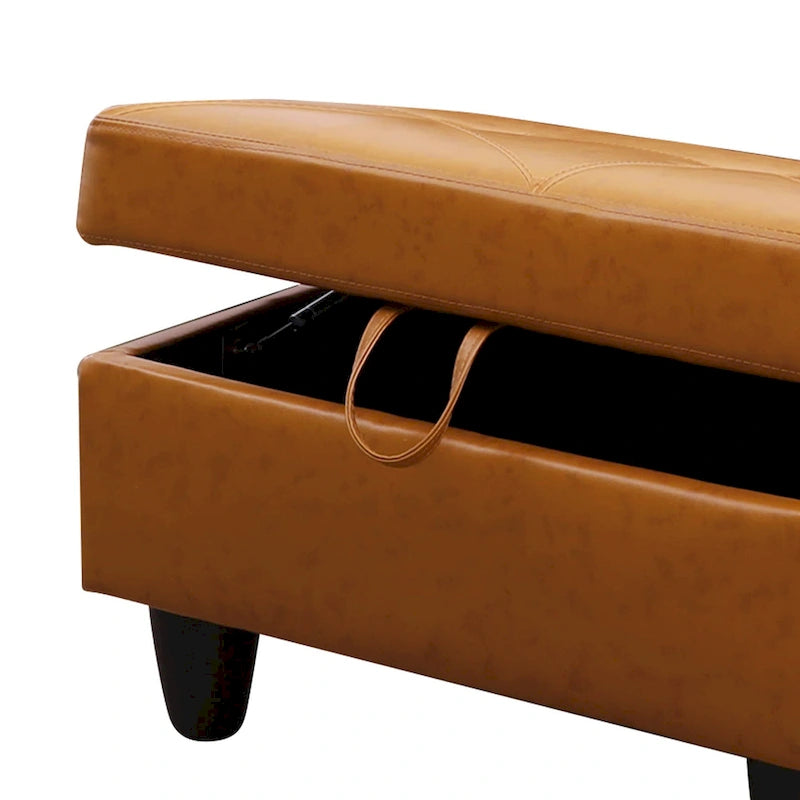 Ottoman de rangement carré en cuir pour salon