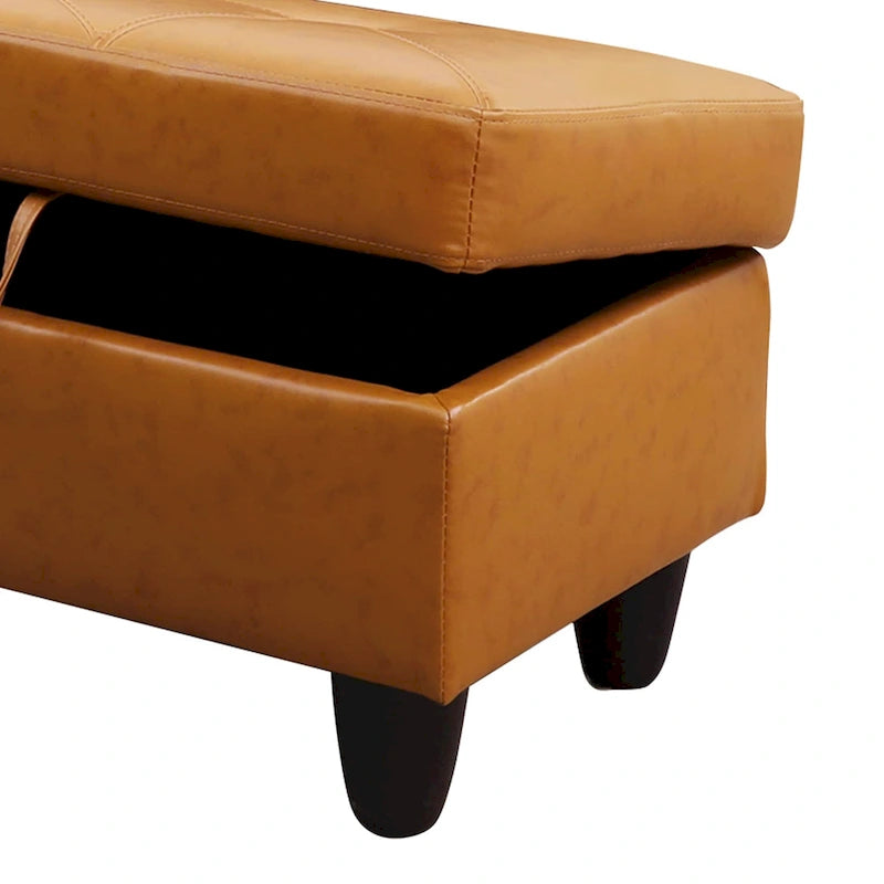 Ottoman de rangement carré en cuir pour salon