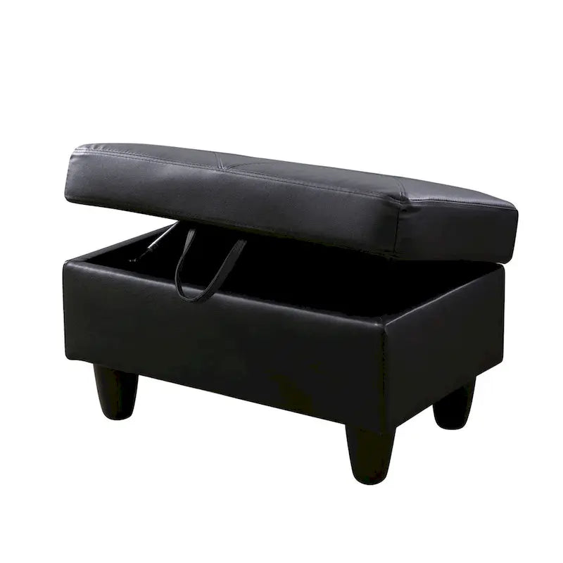 Ottoman de rangement carré en cuir pour salon