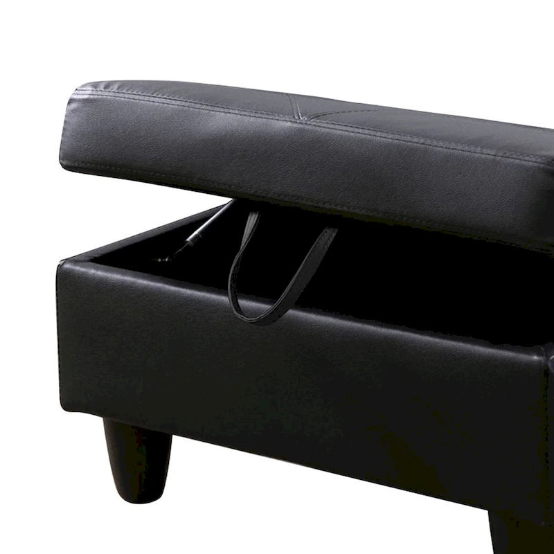 Ottoman de rangement carré en cuir pour salon