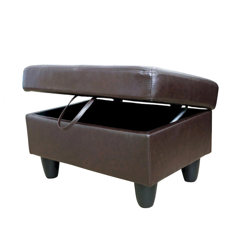 Ottoman de rangement carré en cuir pour salon