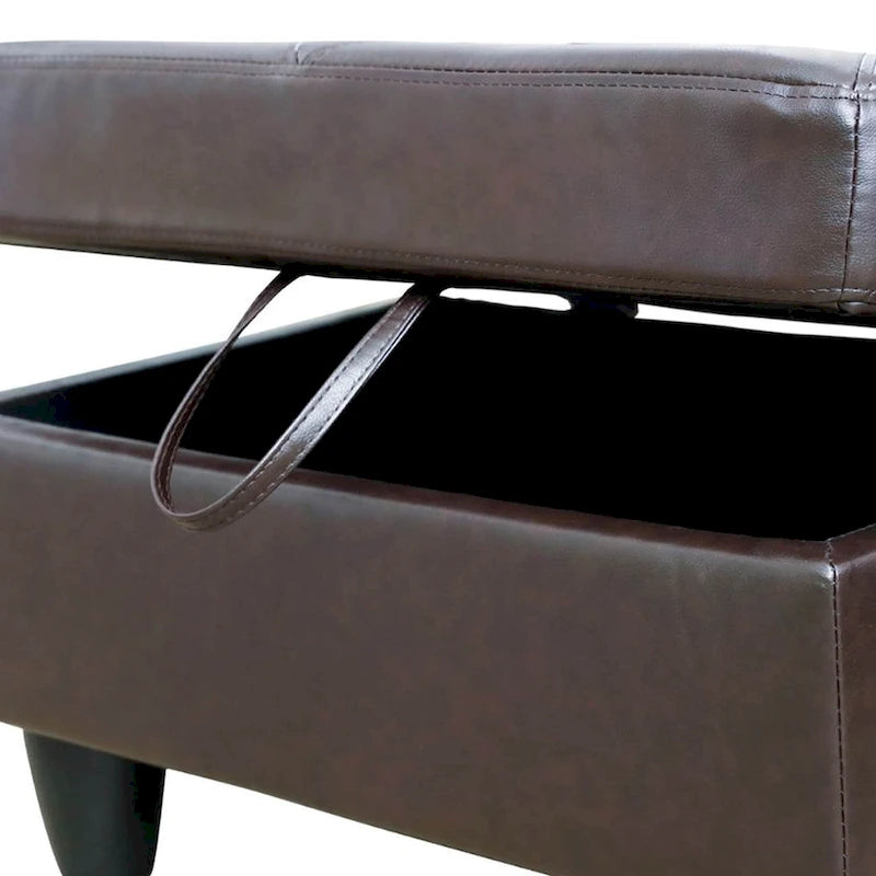 Ottoman de rangement carré en cuir pour salon