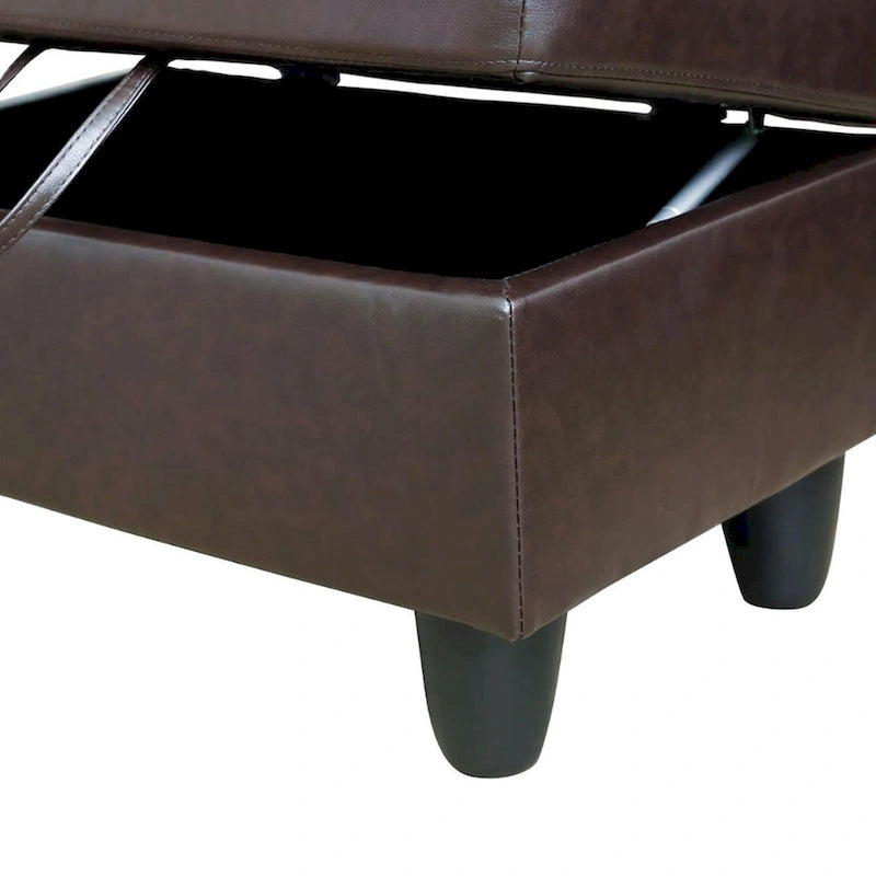 Ottoman de rangement carré en cuir pour salon