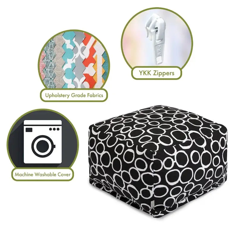Pouf ottoman d'intérieur en coton Fusion 68,5 cm L x 68,5 cm l x 43 cm H