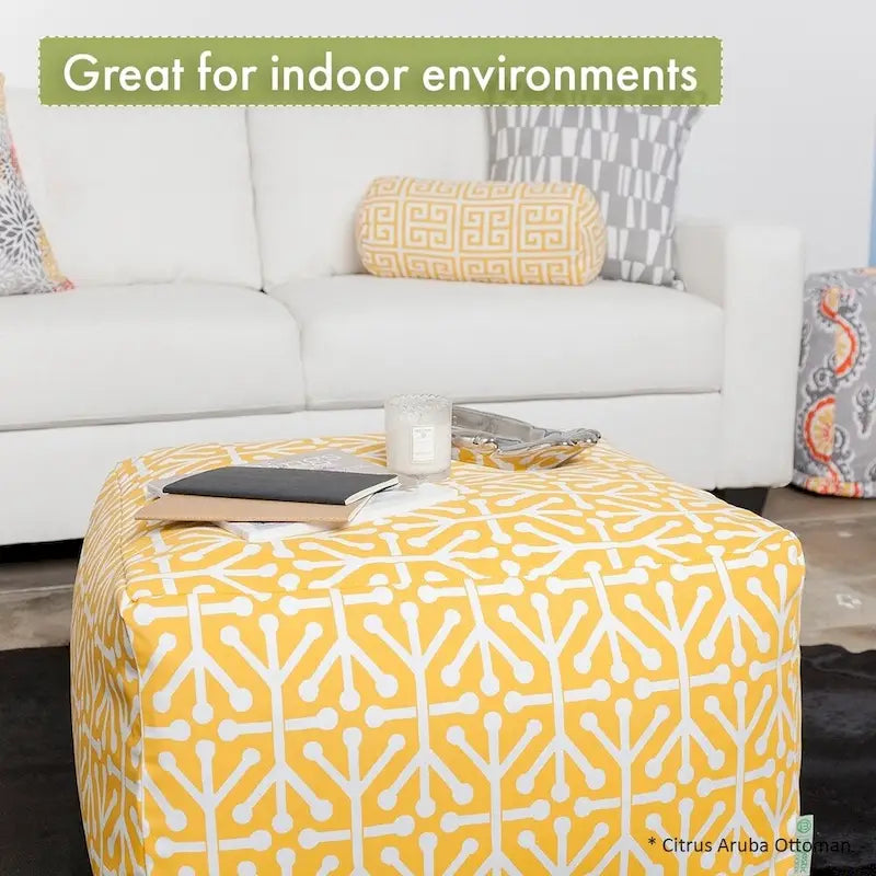 Pouf ottoman d'intérieur en coton Fusion 68,5 cm L x 68,5 cm l x 43 cm H