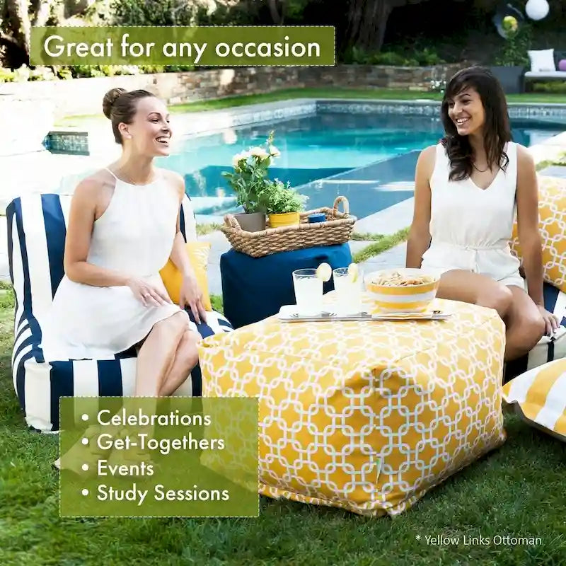 Pouf ottoman d'intérieur en coton Fusion 68,5 cm L x 68,5 cm l x 43 cm H