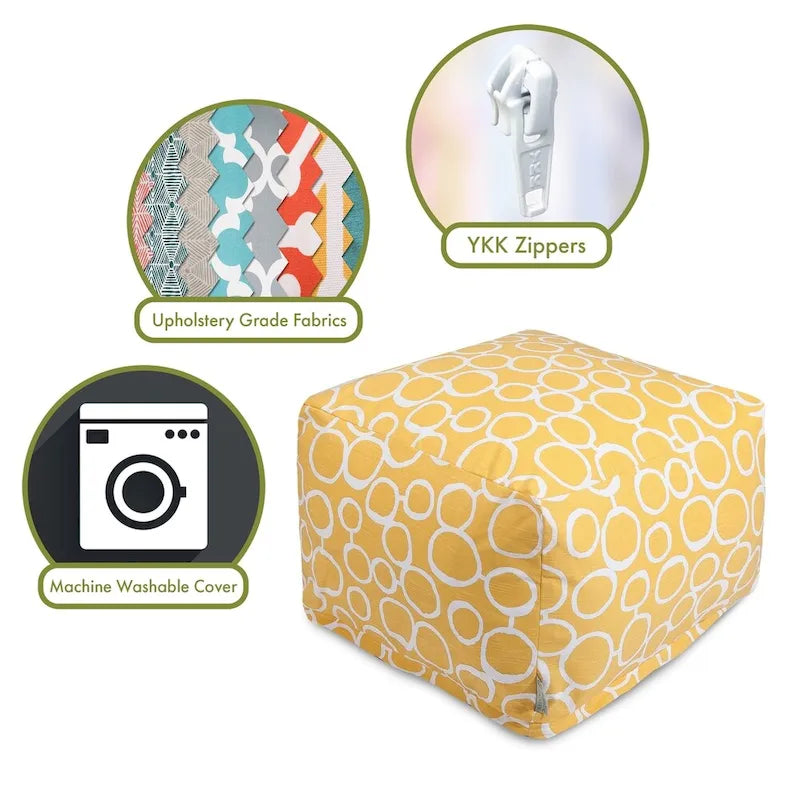 Pouf ottoman d'intérieur en coton Fusion 68,5 cm L x 68,5 cm l x 43 cm H