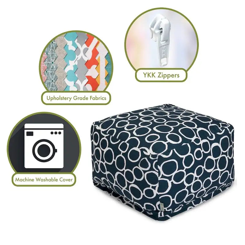 Pouf ottoman d'intérieur en coton Fusion 68,5 cm L x 68,5 cm l x 43 cm H