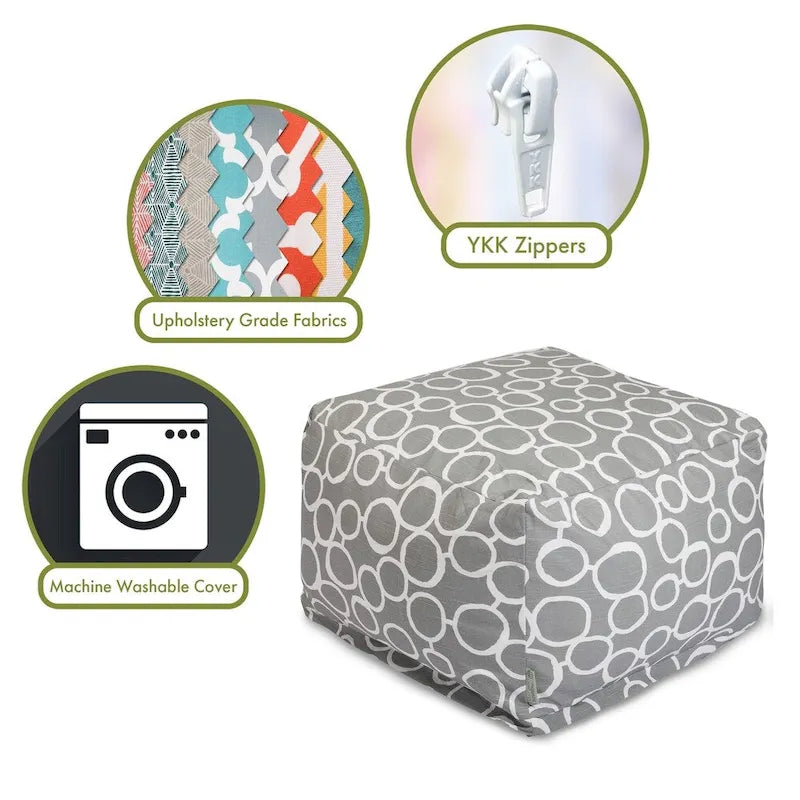 Pouf ottoman d'intérieur en coton Fusion 68,5 cm L x 68,5 cm l x 43 cm H