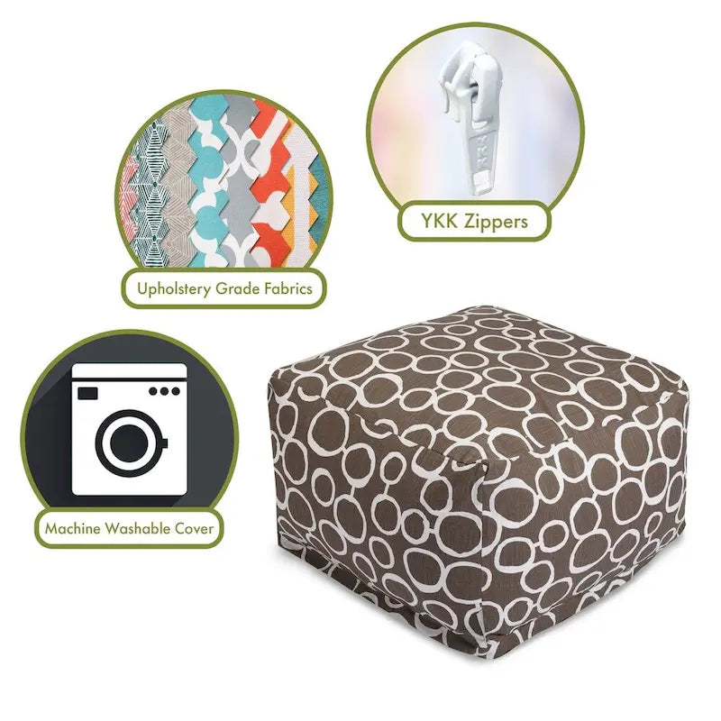 Pouf ottoman d'intérieur en coton Fusion 68,5 cm L x 68,5 cm l x 43 cm H