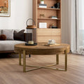 Table basse ronde de 31 W avec plateau en bois de sapin et table d'appoint à cadre métallique