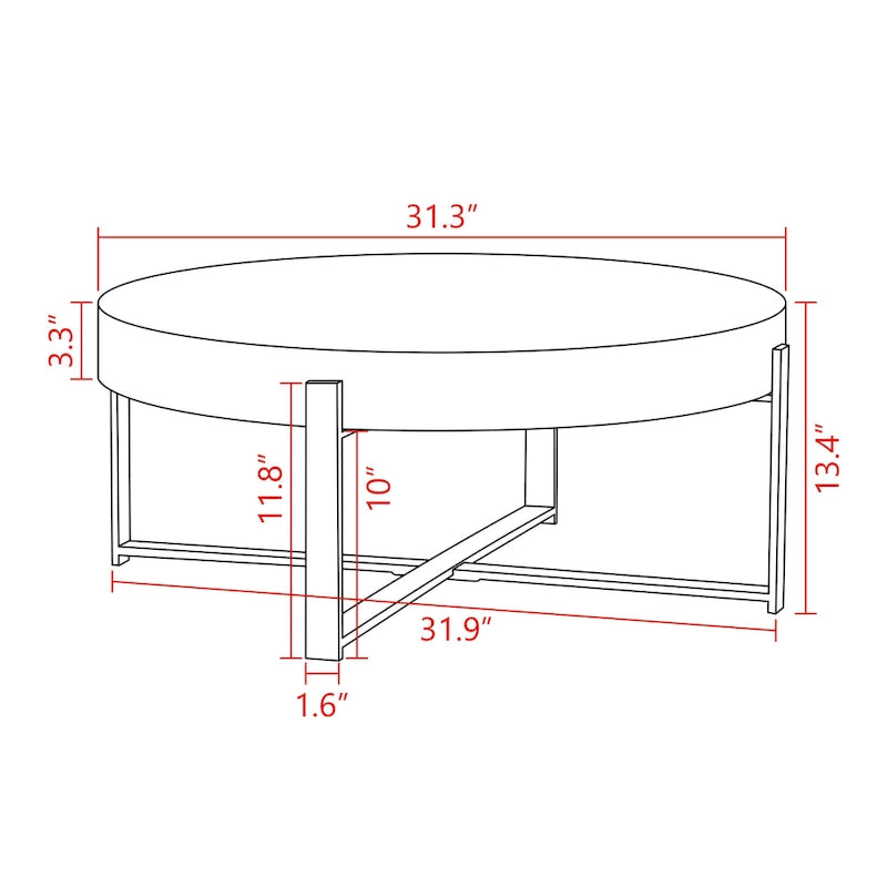 Table basse ronde de 31 W avec plateau en bois de sapin et table d'appoint à cadre métallique