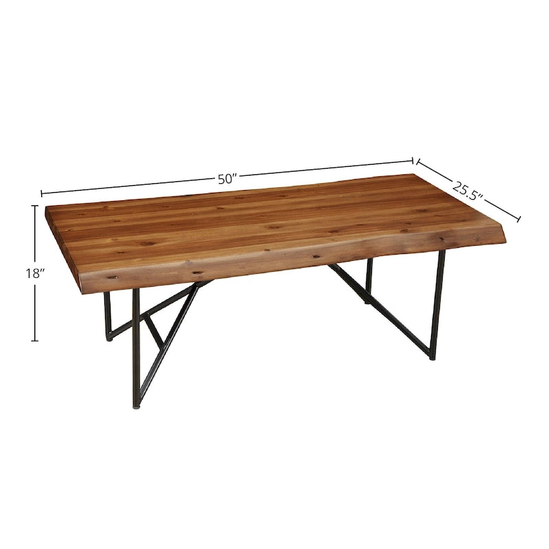 Table basse/cocktail à bords bruts - Noyer clair - 50Wx25.5Dx18H