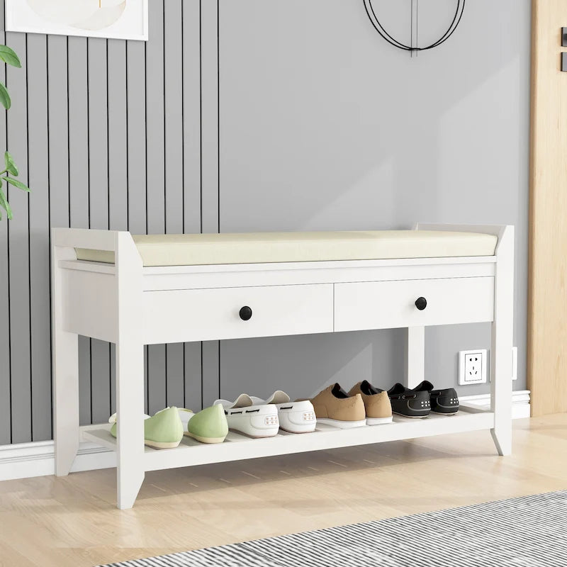 Banc de rangement d'entrée avec tiroirs
