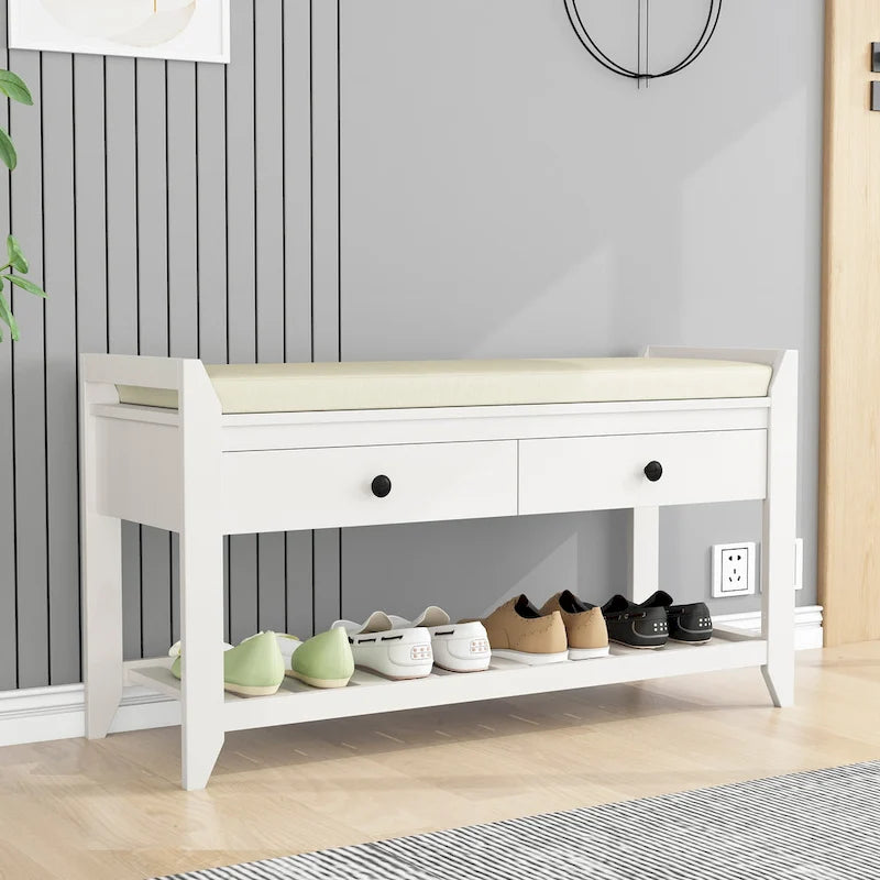 Banc de rangement d'entrée avec tiroirs
