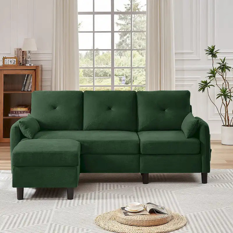 Canapé d'angle moderne de 196,5 cm avec ottoman réversible et poche de rangement latérale
