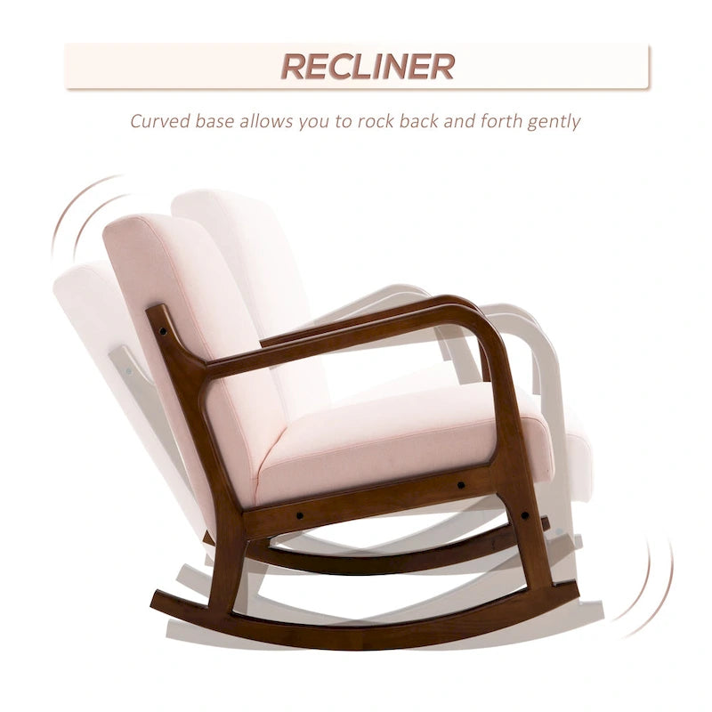 Fauteuil à bascule avec piètement en bois courbé, bascule en tissu avec assise rembourrée, meubles de maison pour chambre à coucher et salon, détente