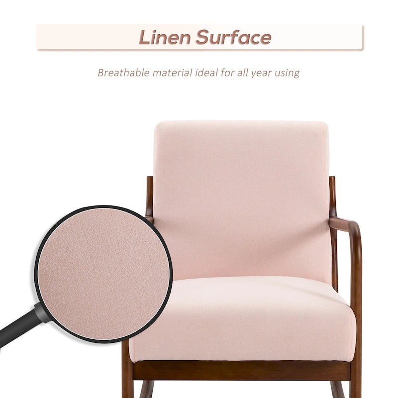 Fauteuil à bascule avec piètement en bois courbé, bascule en tissu avec assise rembourrée, meubles de maison pour chambre à coucher et salon, détente