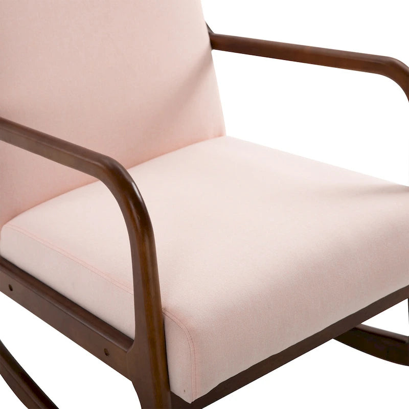 Fauteuil à bascule avec piètement en bois courbé, bascule en tissu avec assise rembourrée, meubles de maison pour chambre à coucher et salon, détente