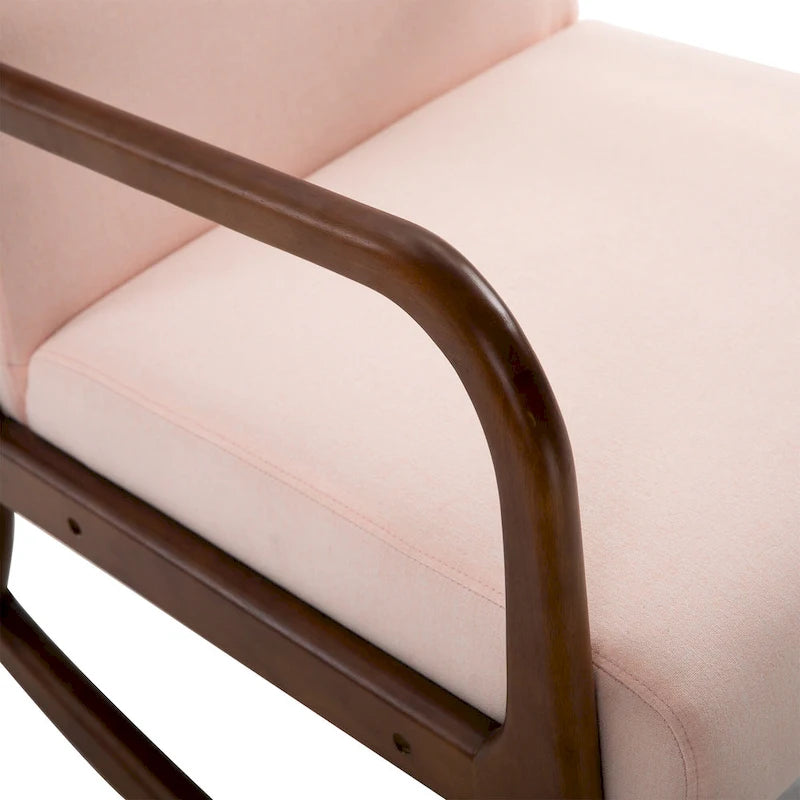 Fauteuil à bascule avec piètement en bois courbé, bascule en tissu avec assise rembourrée, meubles de maison pour chambre à coucher et salon, détente