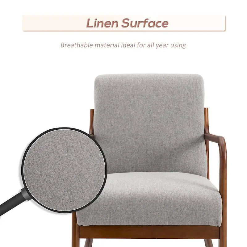 Fauteuil à bascule avec piètement en bois courbé, bascule en tissu avec assise rembourrée, meubles de maison pour chambre à coucher et salon, détente