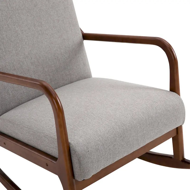 Fauteuil à bascule avec piètement en bois courbé, bascule en tissu avec assise rembourrée, meubles de maison pour chambre à coucher et salon, détente