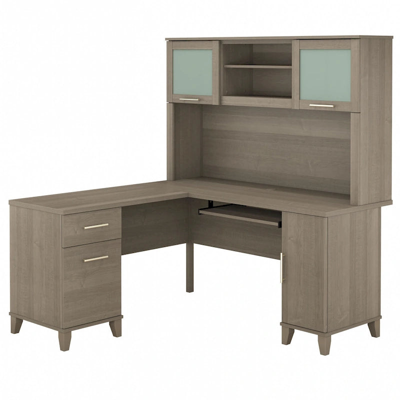 Bureau d'angle avec étagère de rangement