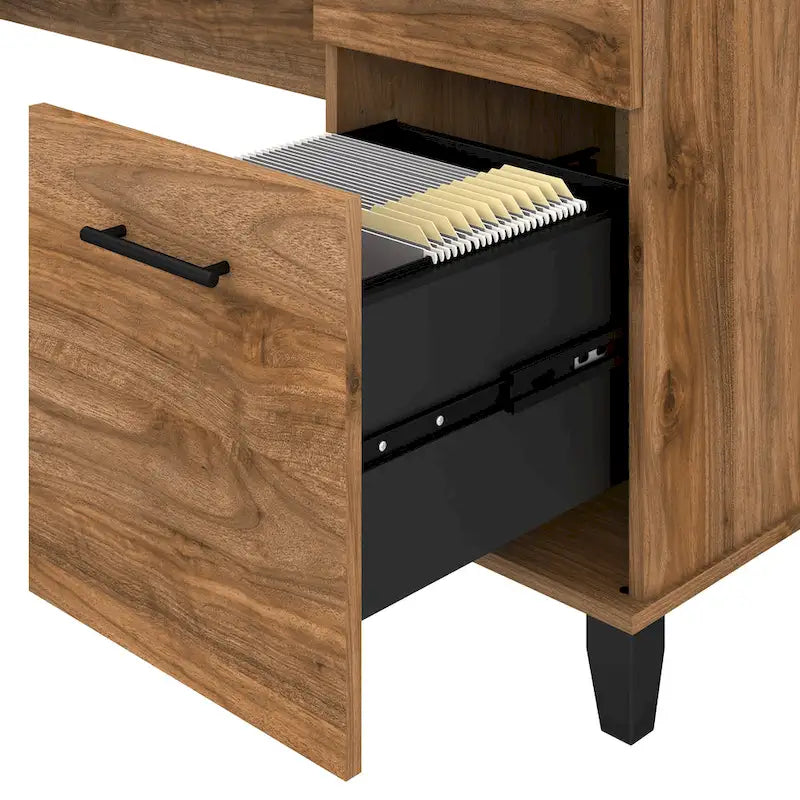 Bureau d'angle avec étagère de rangement
