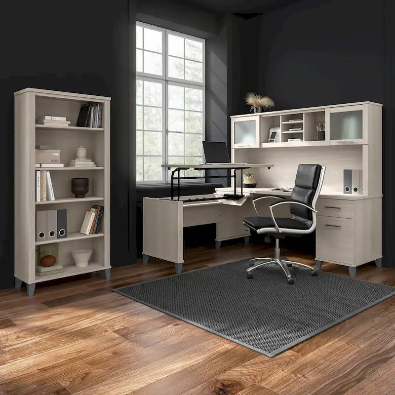 Bureau d'angle avec étagère de rangement